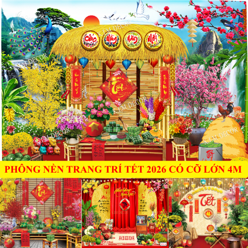 ฉากหลังแขวนสําหรับภาพวาดตกแต่งผ้าใบ TET, ภาพวาดการถ่ายภาพปีใหม่พิมพ์ 3D สําหรับตกแต่งงานขนาดใหญ่ ET01-BIATON