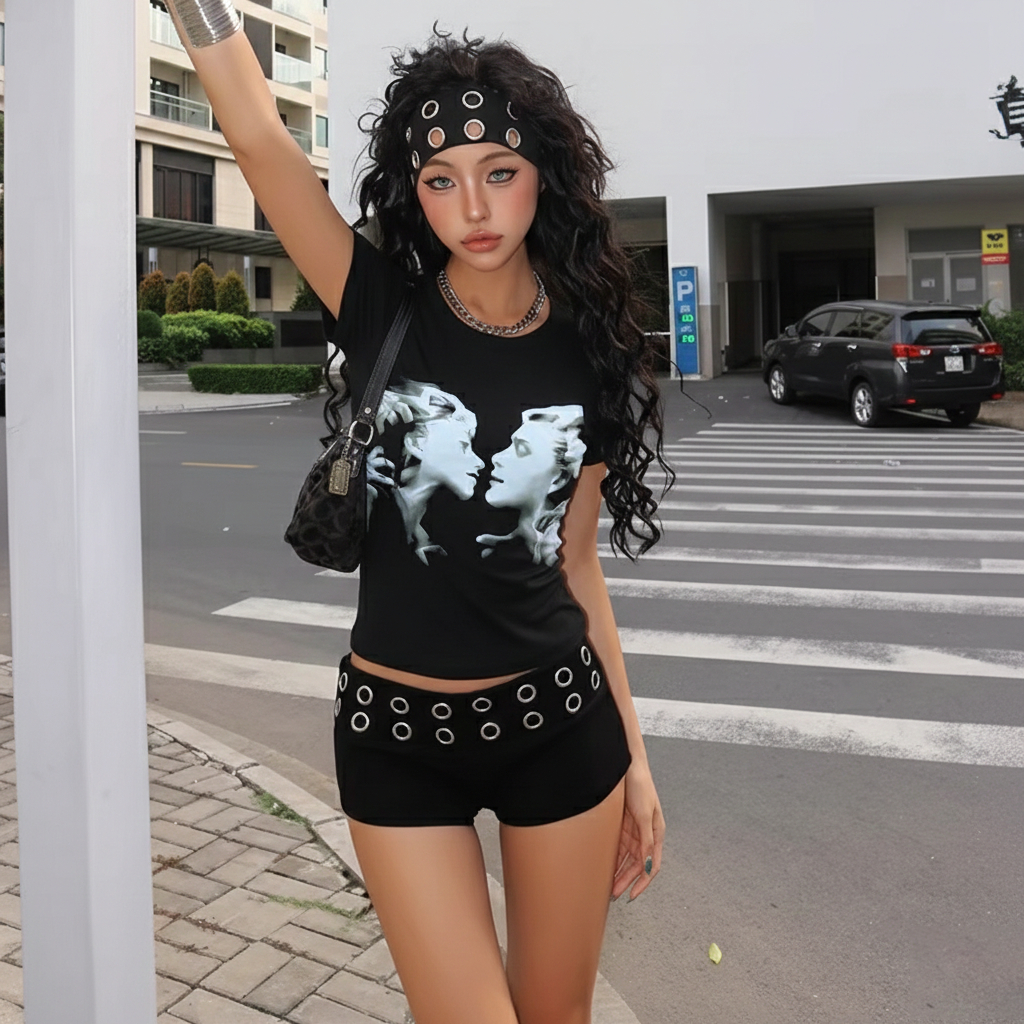 Baby Tee PINKSTORE29 พิมพ์หน้าคน 2 คน Ver 4 A5968