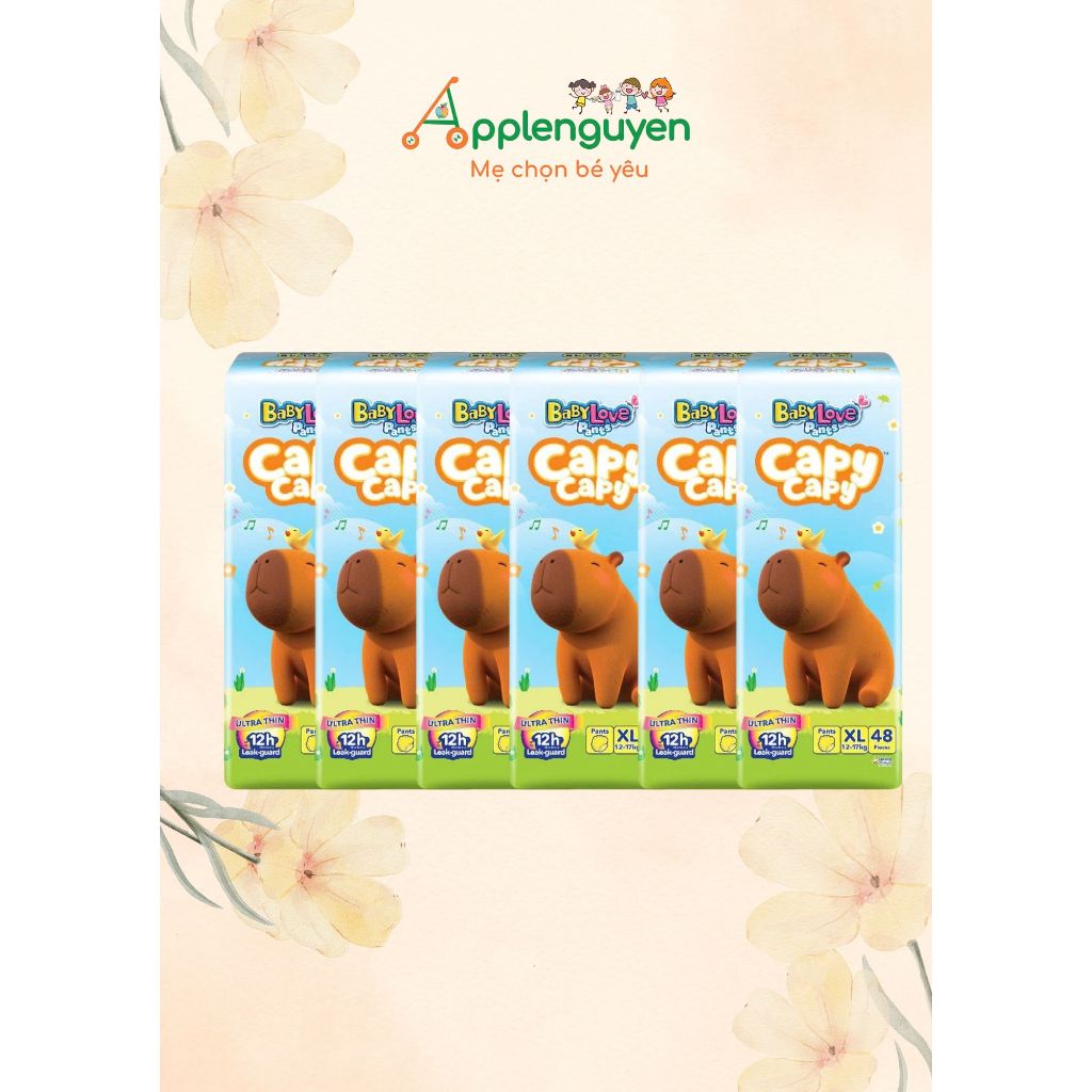 Combo ผ้าอ้อมเด็ก Baby Love Capy Capy 1 กล่อง ไซส์ M56 L52 XL48 2XL44 3XL34 4XL30 5XL26 | แอปเปิ้ลผู