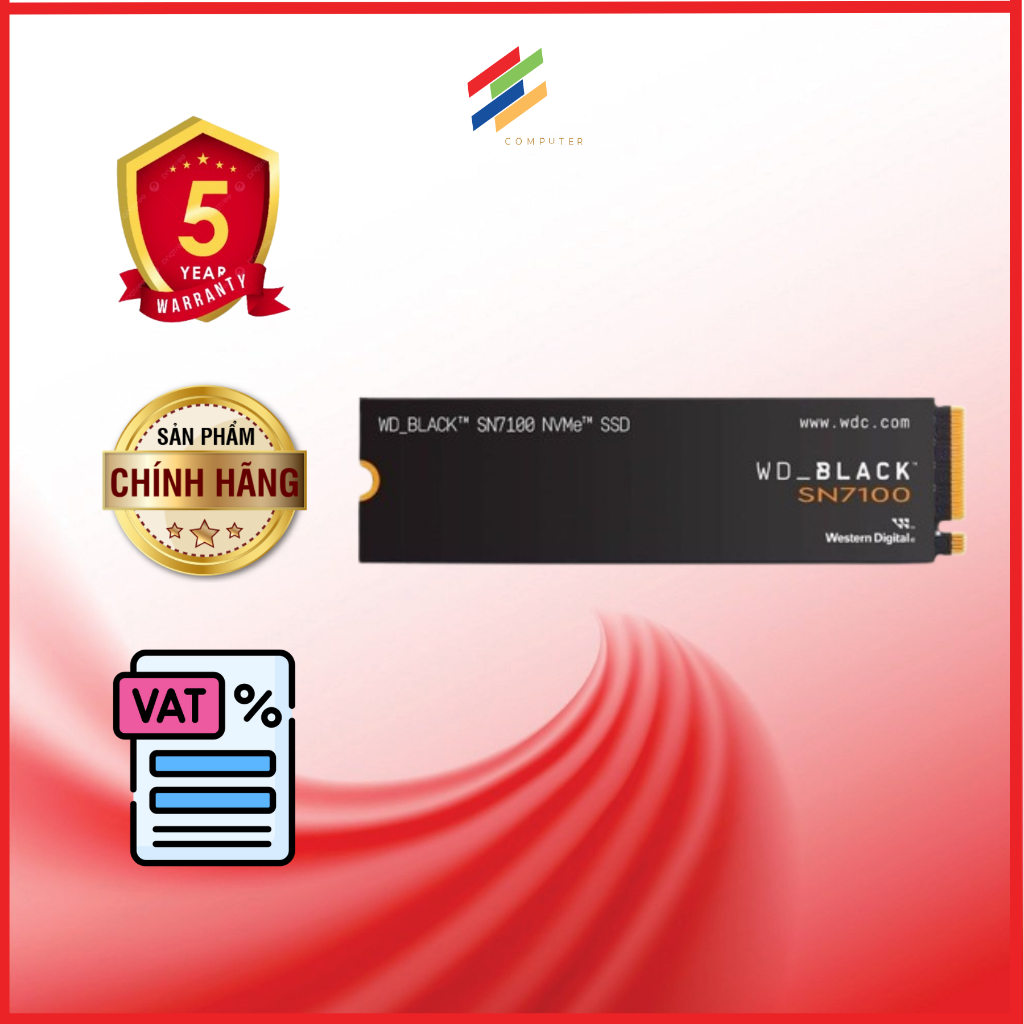 WD BLACK SN7100 1TB M2 NVMe Gen 4 SSD ฮาร์ดไดรฟ์ WDS100T4X0E - ของแท้สินค้า 5 ปี