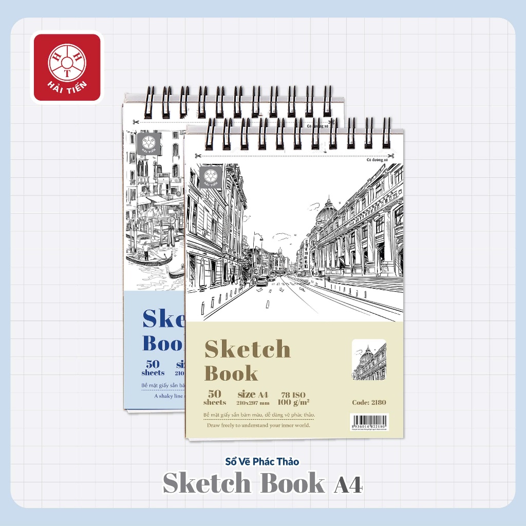 HAI TIEN Sketchbook A4 - กระดาษสีเหลืองหยาบ - ขนาด 100g/m2