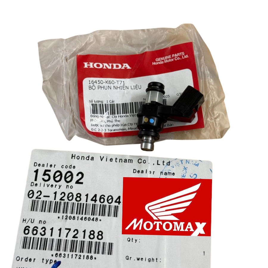 หัวฉีดน้ํามันเชื้อเพลิงฮอนด้า 16450-K60-T71 ของแท้ – AB 125, ตะกั่ว 125, โหมด SH, Vario 125, PCX 125