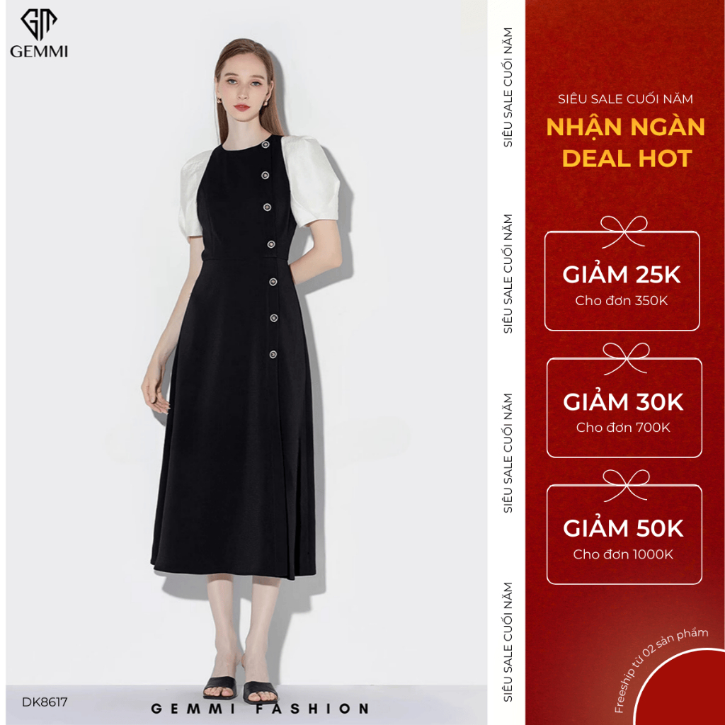 GEMMI เดรสแขนพัฟแฟชั่น DK8712
