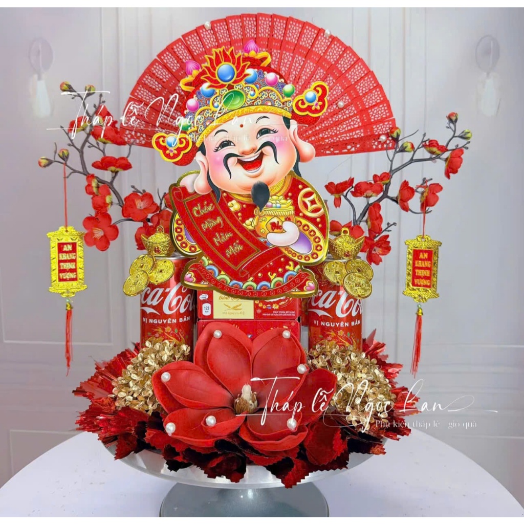 Vip Set Tower Tet อุปกรณ์ตกแต่ง fortune เค้กทาวเวอร์ Tet ตกแต่งเครื่องประดับดอกไม้ God of Wealth Sha