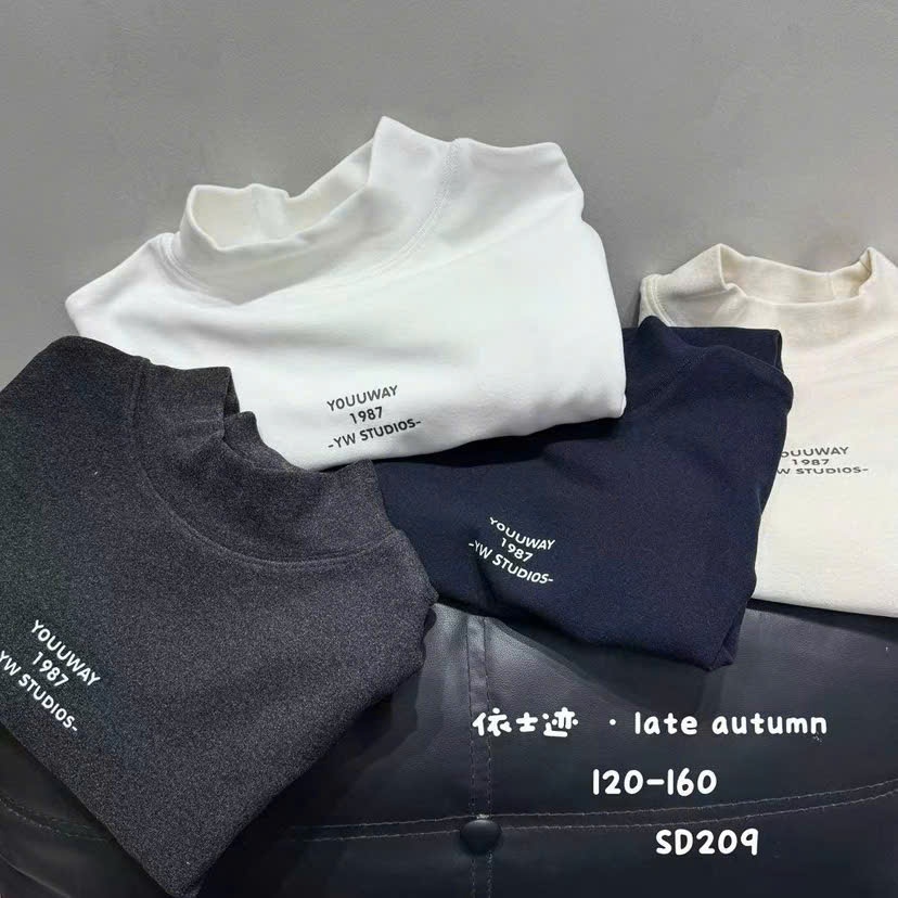 เสื้อสเวตเตอร์กันความร้อนคอ 3 ซม. สําหรับ HK KIDS เสื้อยืดแขนยาวฤดูใบไม้ร่วง-ฤดูหนาวมาตรฐานกวางโจวคุ