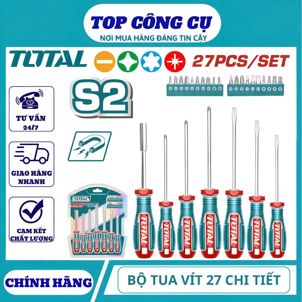 TOTAL TOTAL TOTAL ชุดไขควง 27 ชิ้น TKSDS2726