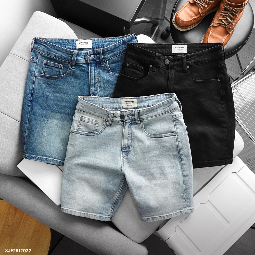 กางเกงขาสั้น Jean Fapas Slim Turn. ผ้ายีนส์ยืดคัลเลอร์ฟาสนุ่ม ทรงเข้ารูป เรียบร้อย อ่อนเยาว์ การออกแ