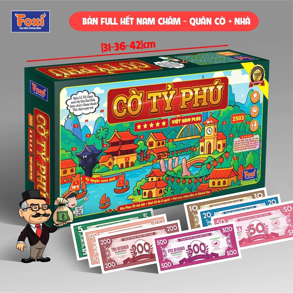 Vietnam Plus Monopoly Set Full Magnet 34 จังหวัด - กลยุทธ์ทางธุรกิจสําหรับกลุ่มเพื่อน 4 และ 6 คน Fox