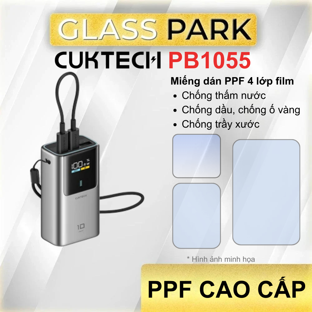 สติ๊กเกอร์ PPF พรีเมี่ยม พร้อมฟิล์มกันรอยชาร์จ CukTech PB1055 4 ชั้น กันรอย กันกระแทกเล็กน้อย