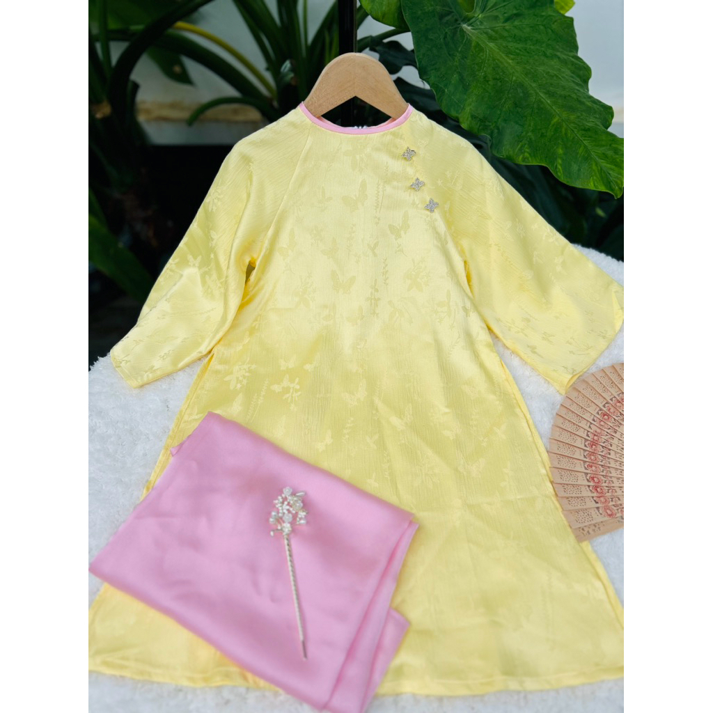 🌼 GOLD BROADED Ao Dai FOR GIRLS - ITS BEAUTIFUL NOW 🌼