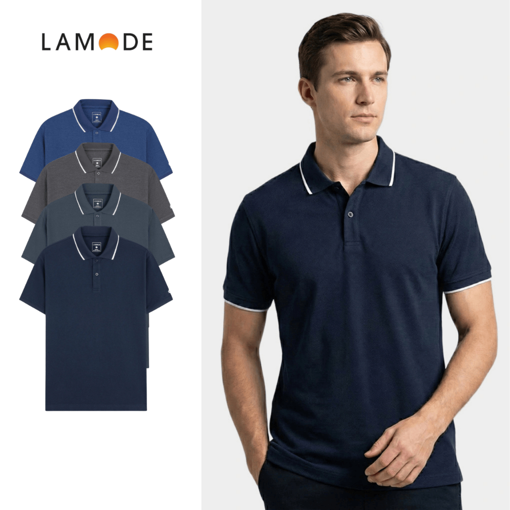 เสื้อโปโลผู้ชาย Lamode Regular Fit Cotton สีกลางหรูหรา คอเท่และเรียบ LPS020AS0