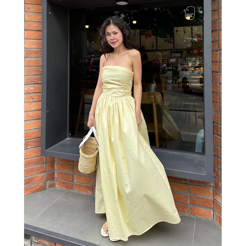Jasmin dress - เดรสลินิน Raw Bustier เกาหลี (รูปถ่ายเดิม)