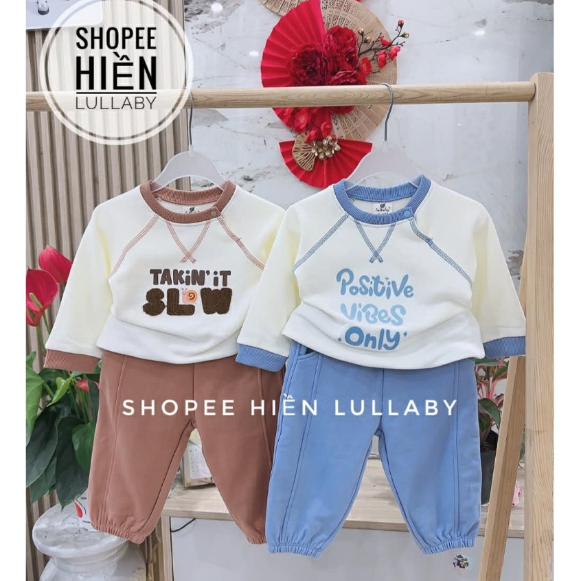 [Lullaby/ของแท้] เสื้อแขนยาว Lullaby ทําจากผ้าสักหลาดหนังปลาสําหรับเด็กผู้ชาย