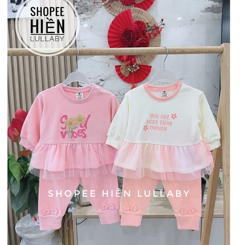 [Lullaby/ของแท้] ชุดเสื้อผ้าแขนยาว Lullaby ทําจากผ้าสักหลาดหนังปลาหมีชีฟองสําหรับเด็กผู้หญิง