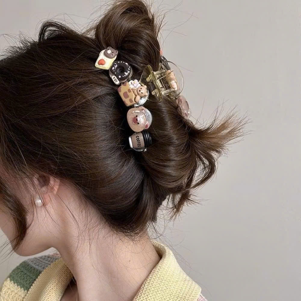 [HC Store] CUTE CRAB HAIR CLIP – BEAR CHARM & FOOD สไตล์เกาหลี