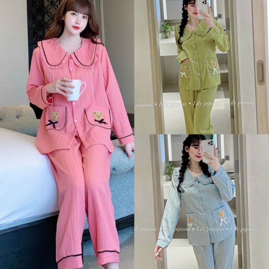 BEAUTIFUL IU BEAR BAG LONG PYJAMA SET