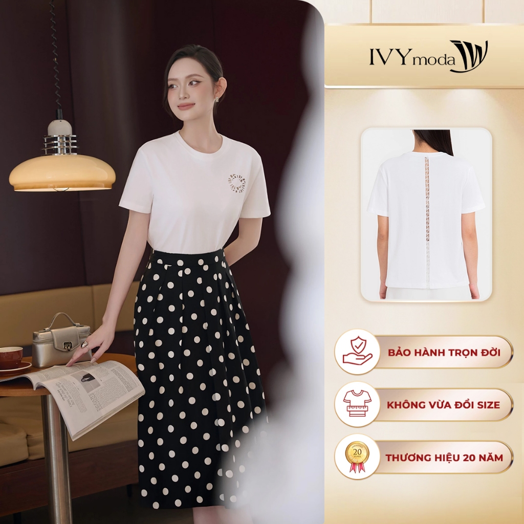 เสื้อยืดด้านหลังมีสไตล์,เสื้อยืดผู้หญิงสํานักงาน streetwear โมเดิร์น IVY moda MS 57M9256