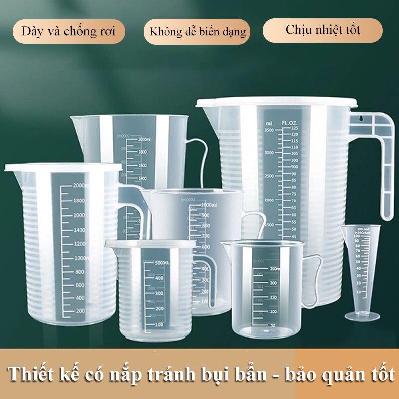 DLIGHT ถ้วยตวงบัณฑิต ออกแบบสะดวกด้วยพลาสติก PP ที่ปลอดภัยและฝาปิดสําหรับใช้ในครัวและผสม