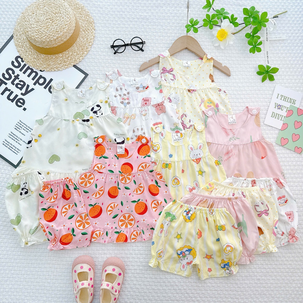 เสื้อผ้าเด็กผู้หญิง Tole (ผ้าลินิน) มีกระดุมไหล่ นุ่มเท่ ดีไซน์น่ารัก สําหรับ MeGauu Girls - BTG2