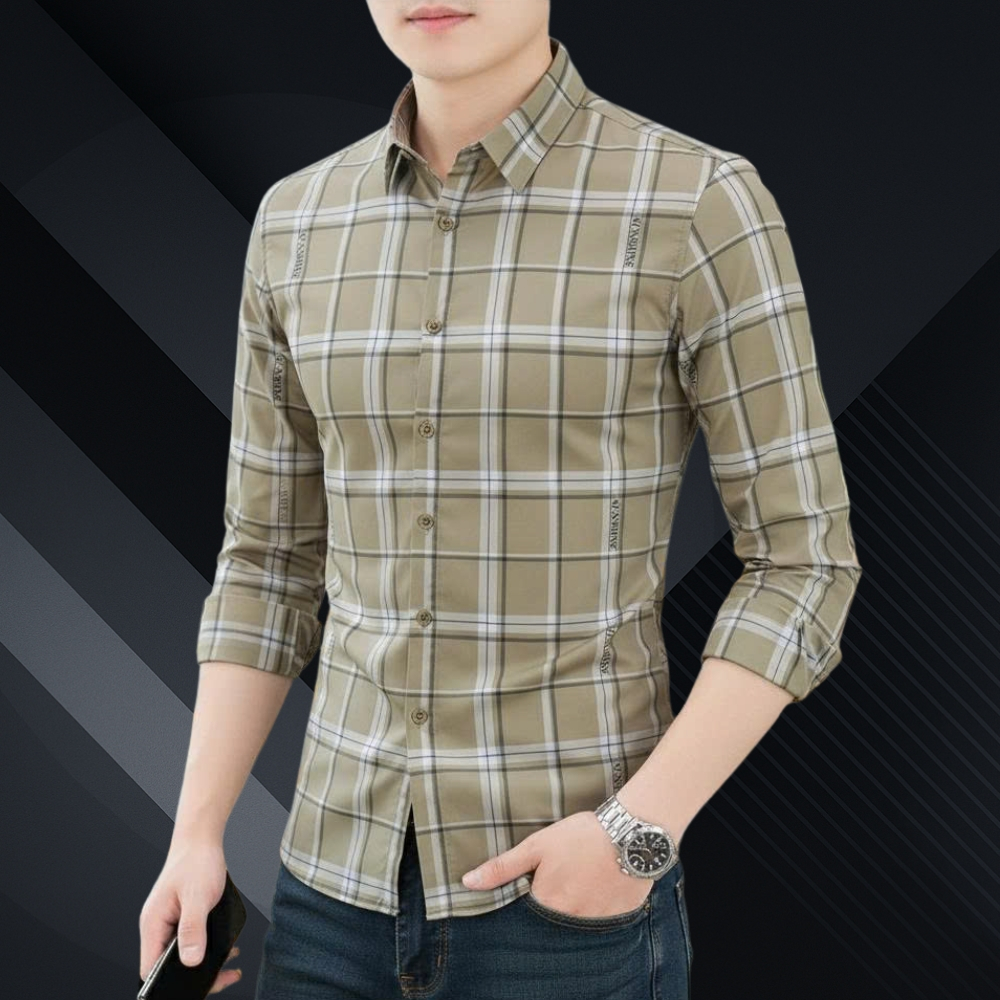 SUNSHINE เสื้อเชิ้ตตัวอักษรผู้ชายสไตล์เกาหลีแฟชั่นแขนยาว DEAL123SHOP.