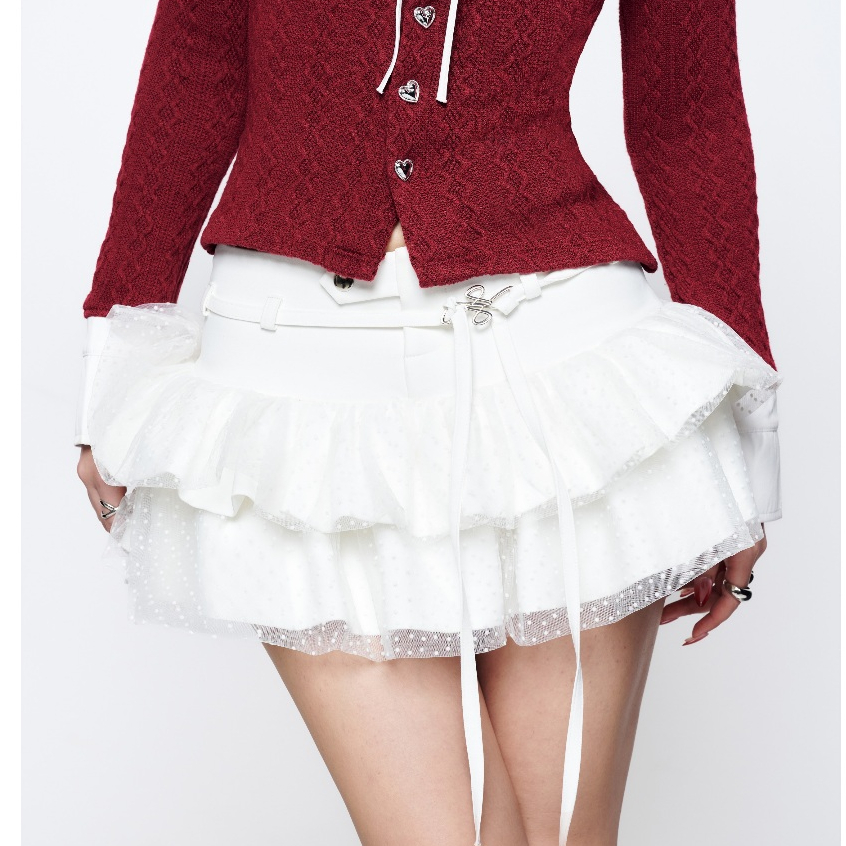 Coco Skirt AIAI OFFICIAL Low-Rise Ruffled Short Skirt – Tie Belt, Flattering