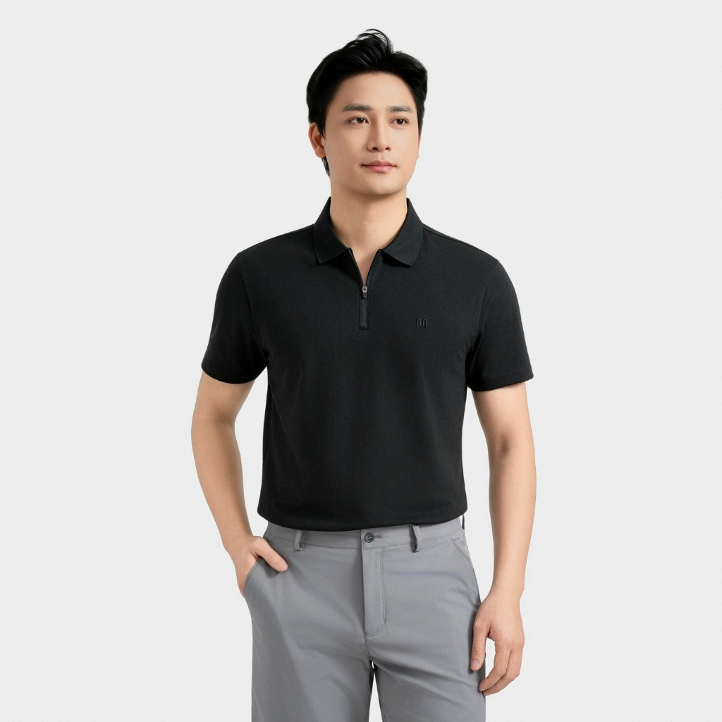 Insidemen เสื้อโปโลผู้ชายคอปกครึ่งซิป แฟชั่นทอเรียบ ระบายอากาศได้ดี ยืดยืดหยุ่น IPS098EDP01