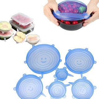 Bộ 6 Miếng Silicone Bọc Thực Phẩm Cao Cấp - Nắp đậy màng Silicon bảo quản thức ăn Dày Dặn Độ Co Giãn Tốt