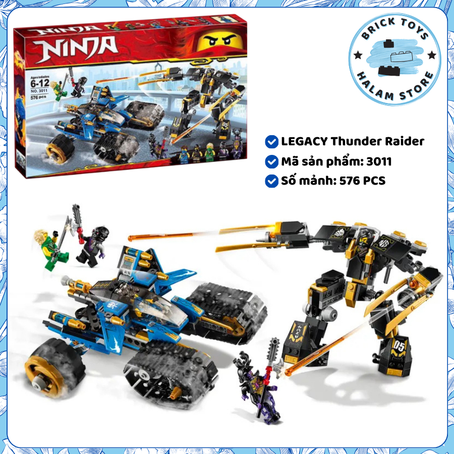 [Nice product] Jay Thunder Raiders Ninja Legacy War Chariot ปริศนาของเล่นโมเดลรถรหัส 3011