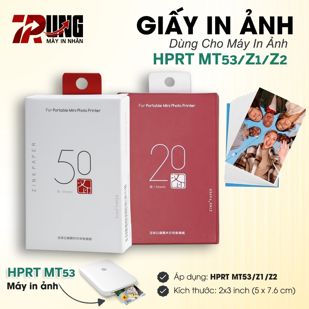 HPRT กระดาษภาพถ่ายความร้อน 2x3 นิ้วเข้ากันได้กับกล้อง MT53/Z1/Z2 - HCM Express