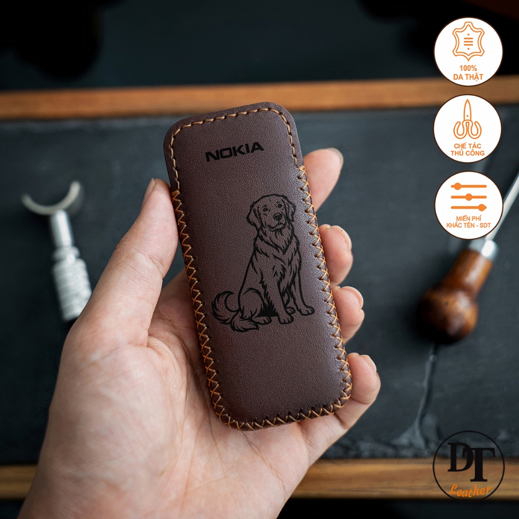 เคสโทรศัพท์หนังสําหรับ N0kia 6700 รุ่น 8800 - สลักสุนัข - งานฝีมือจากหนังวัวแท้