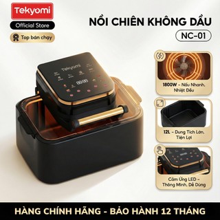 Nồi Chiên Không Dầu TEKYOMI NC-01 12L 1800W – Cửa Sổ Quan Sát 270°, Công Nghệ Rapid Air, Màn Hình LED Cảm Ứng, 6 Chế Độ