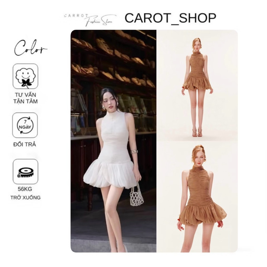 VHT39 SILK COLLAR DRESS (PANT INCLUDED - STANDARD FORM) พร้อมอะไหล่บาน tk เรียบหรู - เดรสคอเต่า by C