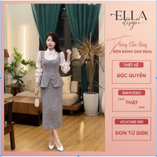 EllaDesgin Designed ชุดราตรีสําหรับผู้หญิงสไตล์กระโปรงทรงดินสอมีแขนและคอปกผ้าไหม เหมาะสําหรับทํางานห
