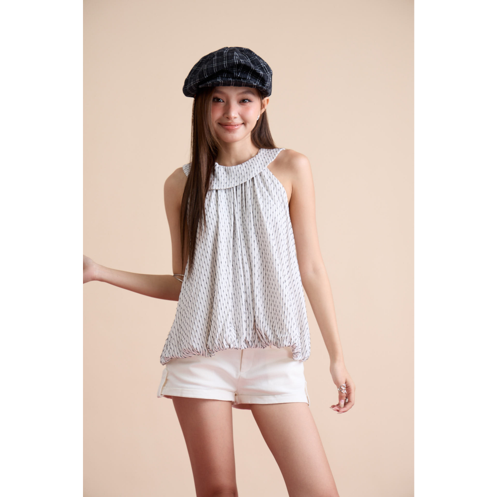 Vidrio Top - เสื้อเชิ้ตผู้หญิง เสื้อคอเต่า ลายทาง nhien.official BA524