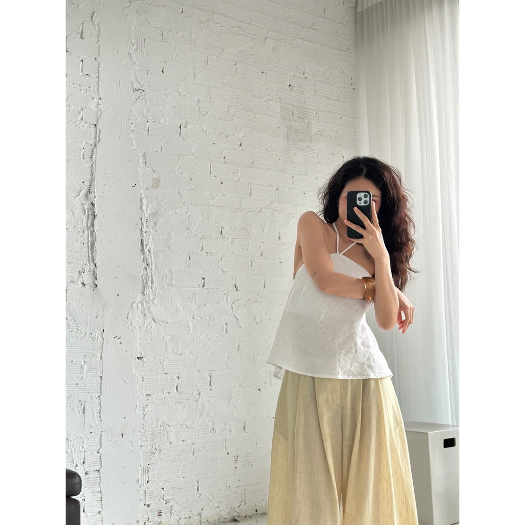 เสื้อสีเหลืองซีด | เสื้อคอปกผ้าลินินคุณภาพสูง (รูปเดิม) - รูปที่ 6