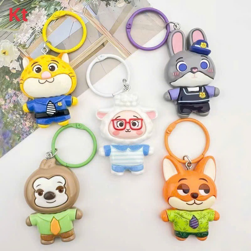 พวงกุญแจการ์ตูน ZooTopia - Judy Rabbit, Nick Fox, Sloth Flash, Clawhauser Leopard 8cm