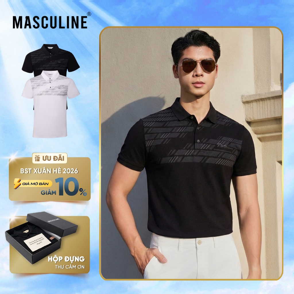 เสื้อโปโลผู้ชาย MASCULINE APL604 คอปกตั้งคุณภาพสูง โลโก้ยางติดกาวหลายชั้น ฟอร์ม Regular Fit