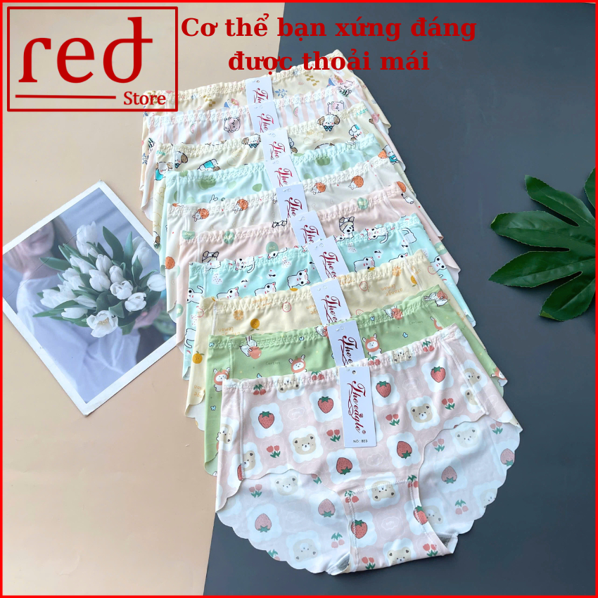 คอมโบกางเกงในผู้หญิงลายน่ารักกางเกงในยางผู้หญิงเอวยางยืดอย่างดีฟรีไซส์38-55กิโลกรัม 883