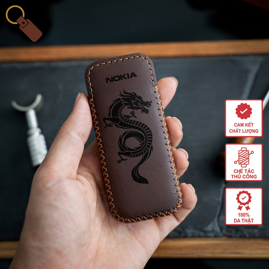 เคสโทรศัพท์หนังสําหรับ N0kia 6700, 8800 - แกะสลักด้วยภาพมังกร (มังกร) - งานฝีมือจากหนังวัว - สีน้ําต
