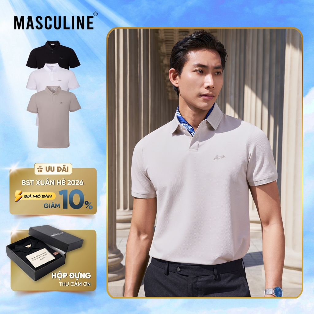 เสื้อโปโลผู้ชาย MASCULINE APL605 ผ้าคอตตอนเรยอนสแปนเด็กซ์คุณภาพสูง ฟอร์ม Regular Fit