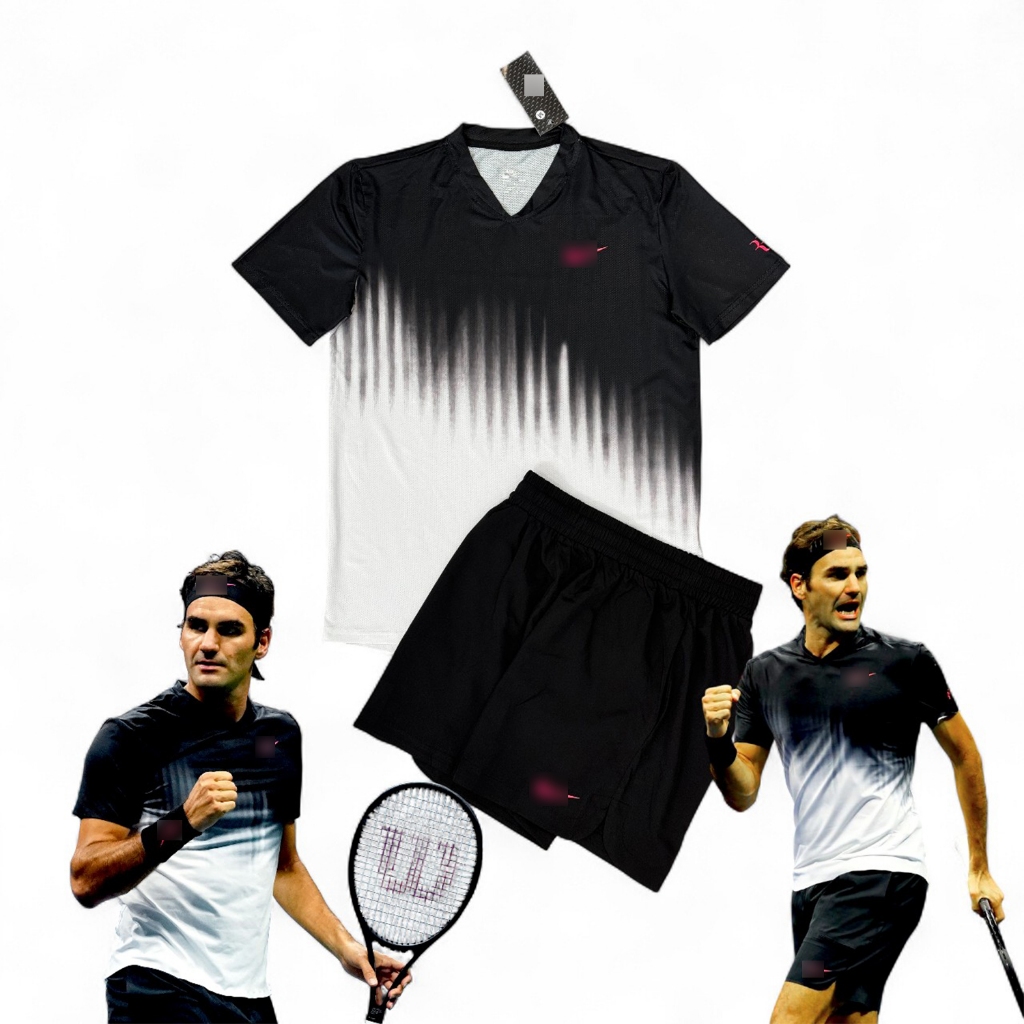 Roger Federer US Open 2017 เสื้อผ้าเทนนิส pickleball สําหรับผู้ชาย, ชุดกีฬาผู้ชาย Roger Federer