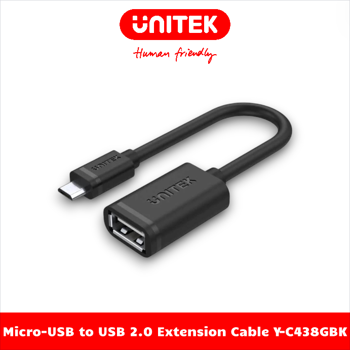 UNITEK Y-C438GBK สาย Micro-USB to USB 2.0 (F)
