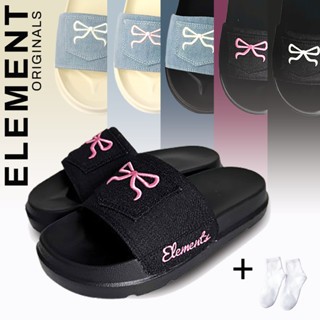 [GIVE SOCKS] E13 - ELements Denim Bow รองเท้าแตะลายกระเป๋าโบว์ - (Slapper) Elements รองเท้าแตะผ้าเดน