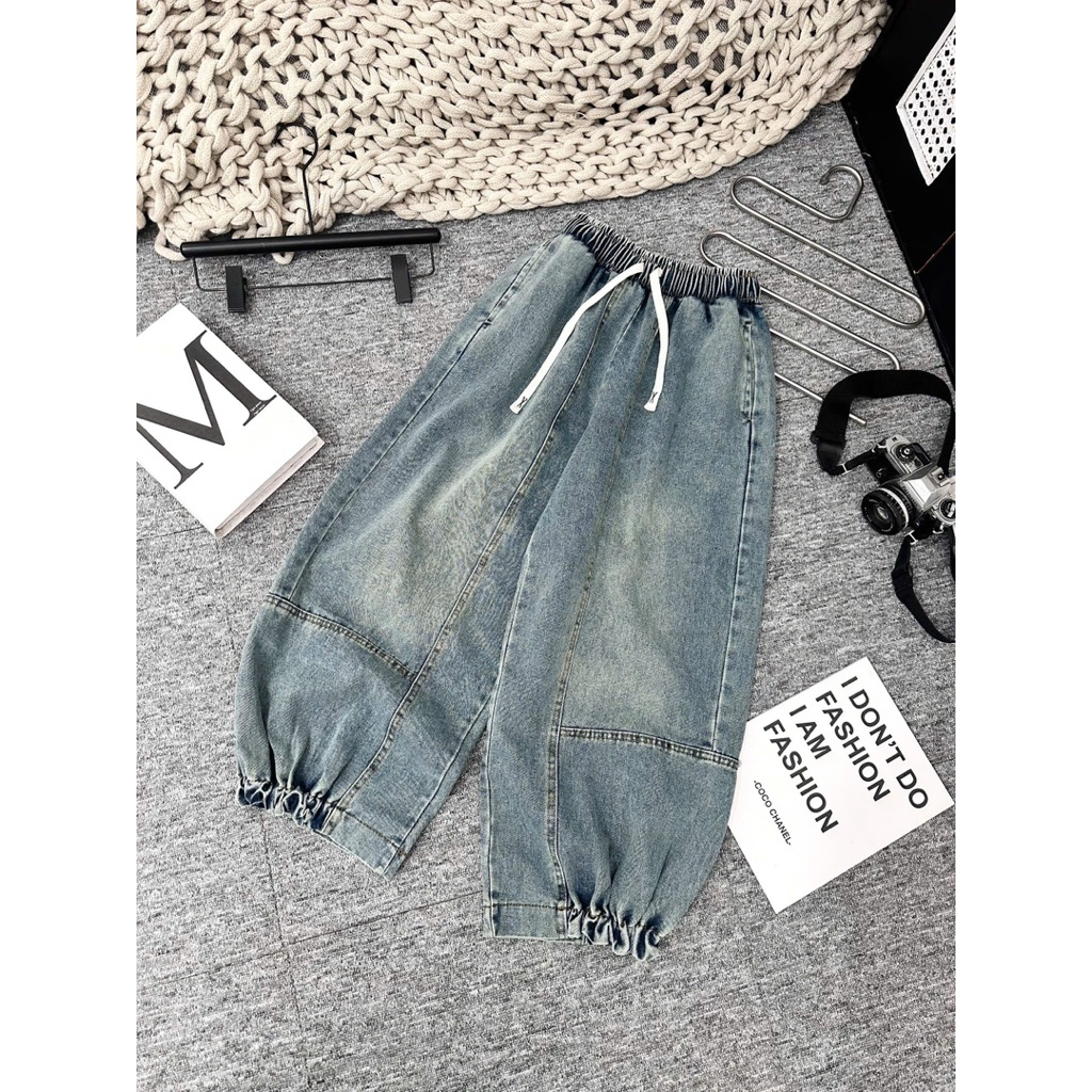(A6058) Size:40-85kg-Loose Chunky Jeans Soft Jeans, Loose Fit, Easy to Coordinate