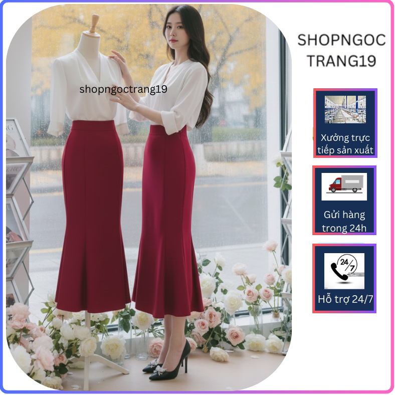 กระโปรงหางปลา 80 ซม. หรูหราสุด ๆ ผลิตจากวัสดุ Vitex 2 ชั้นสําหรับ Tet 2026 SHOPNGOCTRANG19 CV185