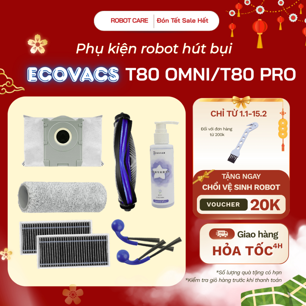 Ecovacs T80 Omni, T80 Pro อุปกรณ์เสริมเครื่องดูดฝุ่นหุ่นยนต์ - อุปกรณ์เสริมทดแทนสําหรับเครื่องดูดฝุ่