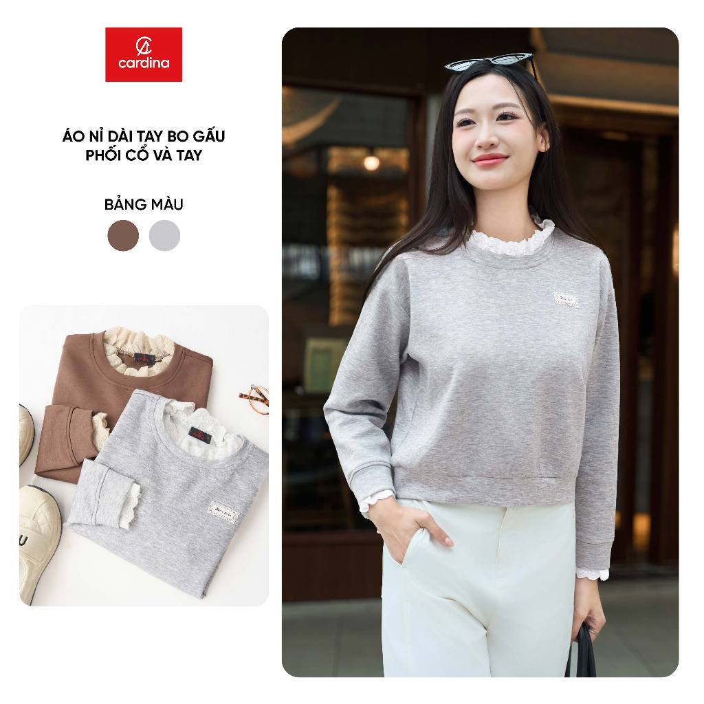 เสื้อสเวตเชิ้ตผู้หญิงคาร์ดิน่าแขนยาวและชายเสื้อคอระบายและแขน 5ANF02