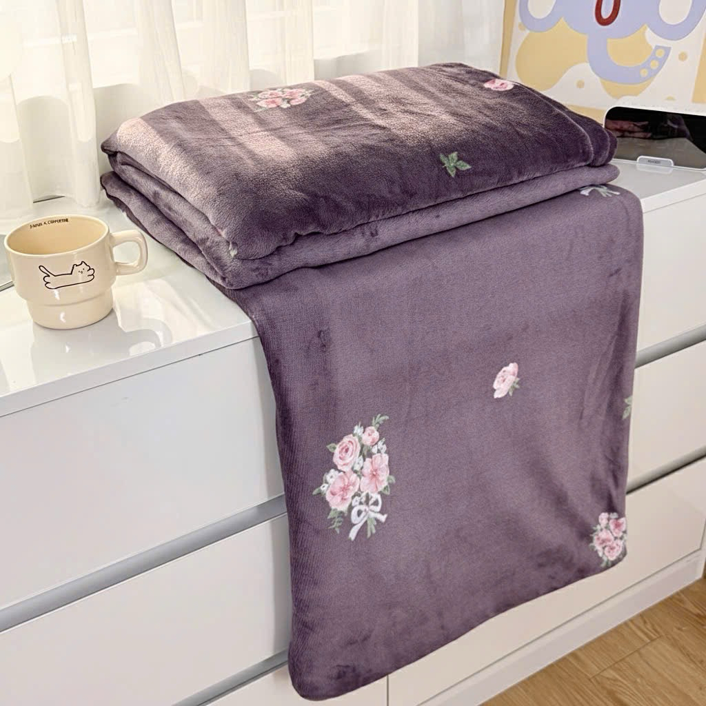 ปลอกผ้านวมกํามะหยี่พิมพ์ลายดอกไม้พรีเมี่ยมนําเข้า 2x2ม3 - นุ่มซิปใช้สําหรับฤดูใบไม้ร่วงและฤดูหนาว