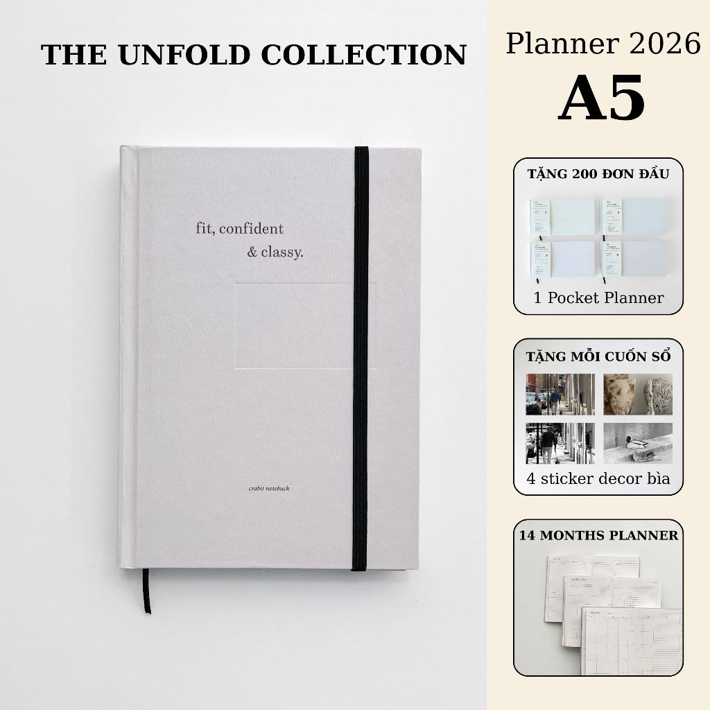 สมุดแพลนเนอร์ขนาด A5 สมุดจดบันทึกสร้างสรรค์ Planner 2026 Crabit The Unfold Collection