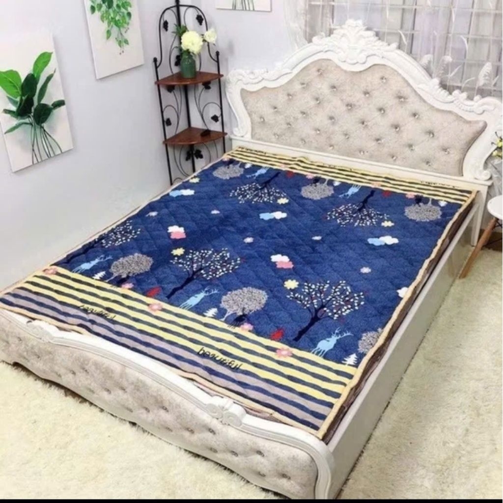 พรมเตียงสักหลาดกํามะหยี่ 3 ชั้น ขนาด 1m2x1m9, 1m6x2m, 1m8x2m
